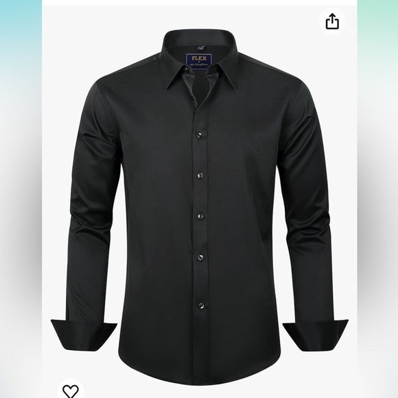 Flex Men’s Black Stretch Dress Shirt Size M - Picture 1 of 4